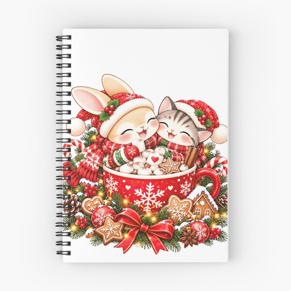 Item preview, Cute Bunny and Cat in Christmas Hot Cocoa Mug designed and sold by BunnyBumb.