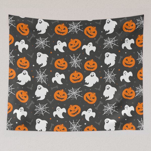 Item preview, Halloween Pumpkin, Ghost and Spiderweb Seamless Pattern designed and sold by interdesigner.