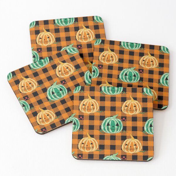 Item preview, Halloween Orange and Green Pumpkins Buffalo Plaid Seamless Pattern designed and sold by interdesigner.