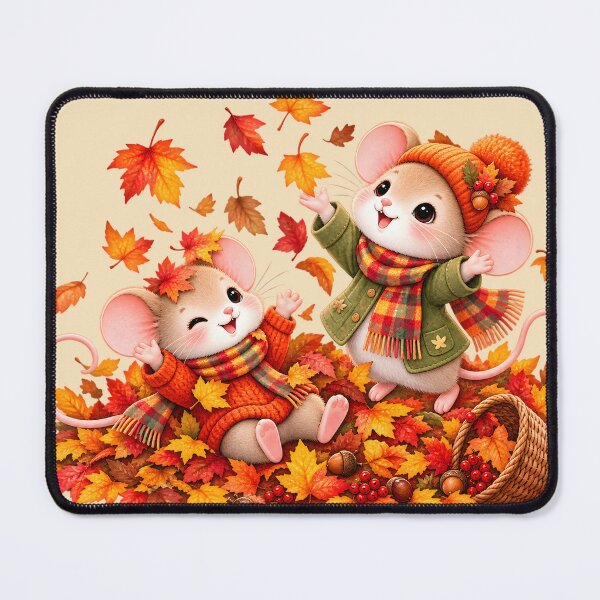 Item preview, Cozy Autumn Mice Playing in Fall Leaves designed and sold by blankTeeShirt.