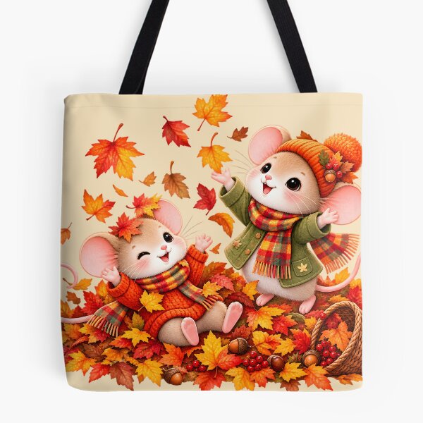 Item preview, Cozy Autumn Mice Playing in Fall Leaves designed and sold by blankTeeShirt.