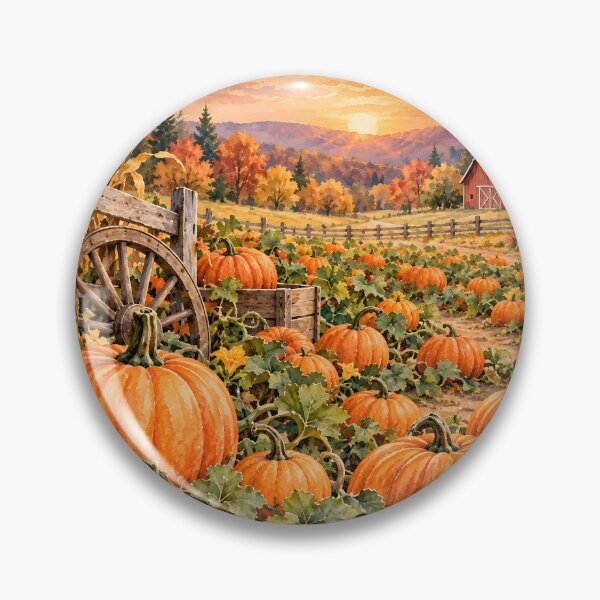 Item preview, Autumn Pumpkin Farm at Sunset – Cozy Fall Harvest Landscape designed and sold by blankTeeShirt.