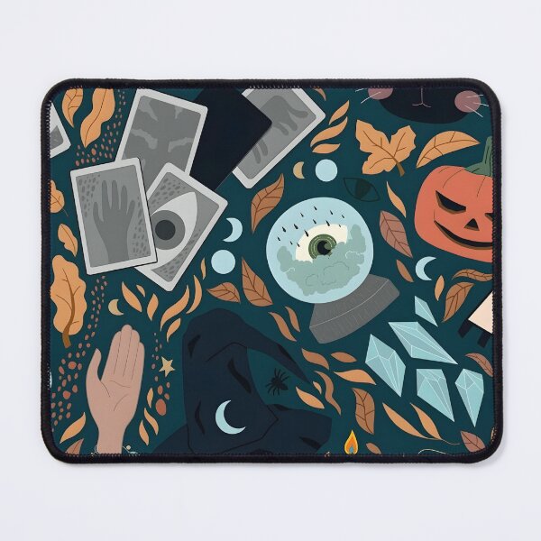 Item preview, Mystical Halloween Witch Hat, Crystal Ball and Tarot Cards Seamless Pattern designed and sold by interdesigner.