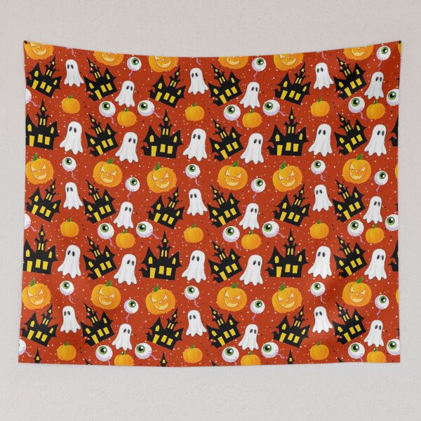 Item preview, Spooky Haunted House Ghosts & Pumpkins Halloween Pattern designed and sold by VibnWalls.
