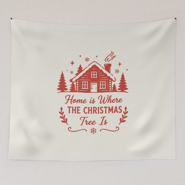 Item preview, Home Is Where The Christmas Tree Is – Cozy Cabin Holiday Art designed and sold by Tklezardesigns.