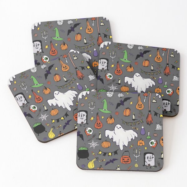 Item preview, Hand Drawn Halloween Ghost, Pumpkin, Tombstone and Witch Essentials Seamless Pattern designed and sold by interdesigner.