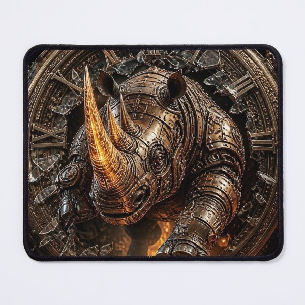 Item preview, Steampunk Mechanical Rhino Shattered Clockface Frame Graphic designed and sold by LazyDayzCo.