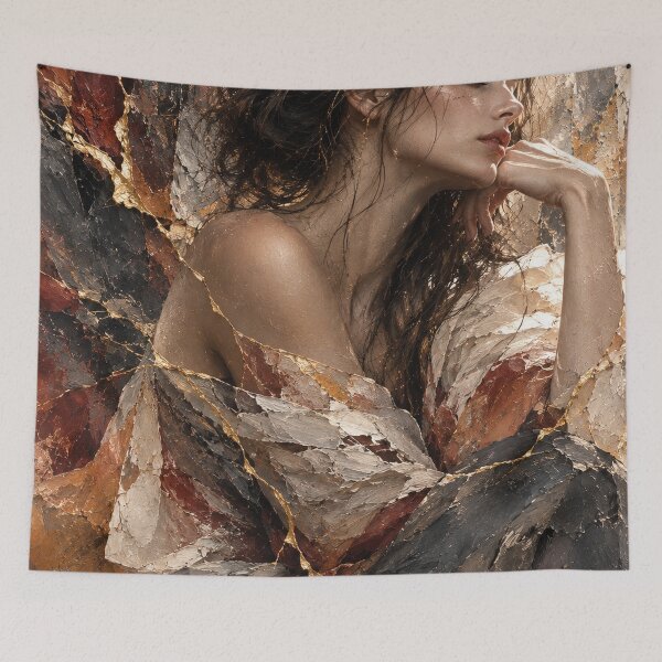 Item preview, Solitude — Japanese Kintsugi Female Portrait designed and sold by KINTSUGI-LUMI.