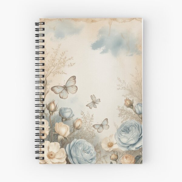 Item preview, Vintage Watercolor Blue Roses Butterfly Floral Art designed and sold by Mindful Wall Art Studio.