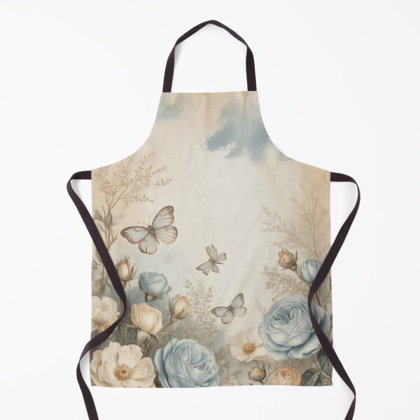 Item preview, Vintage Watercolor Blue Roses Butterfly Floral Art designed and sold by Mindful Wall Art Studio.