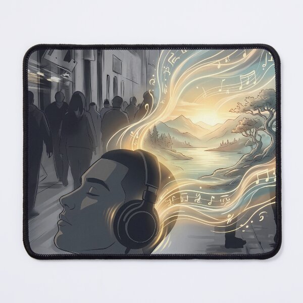 Item preview, Escape with Music - Illustration of Man, Mindscape and Headphones designed and sold by HeloyPinter.