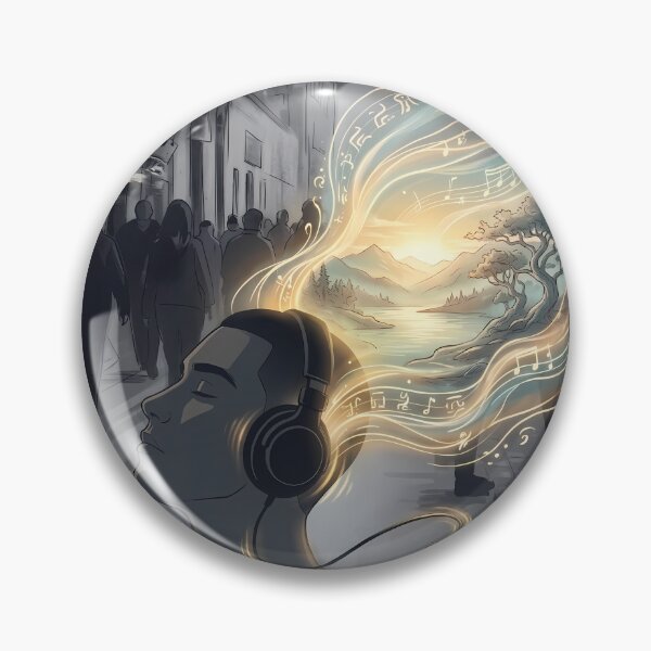 Item preview, Escape with Music - Illustration of Man, Mindscape and Headphones designed and sold by HeloyPinter.