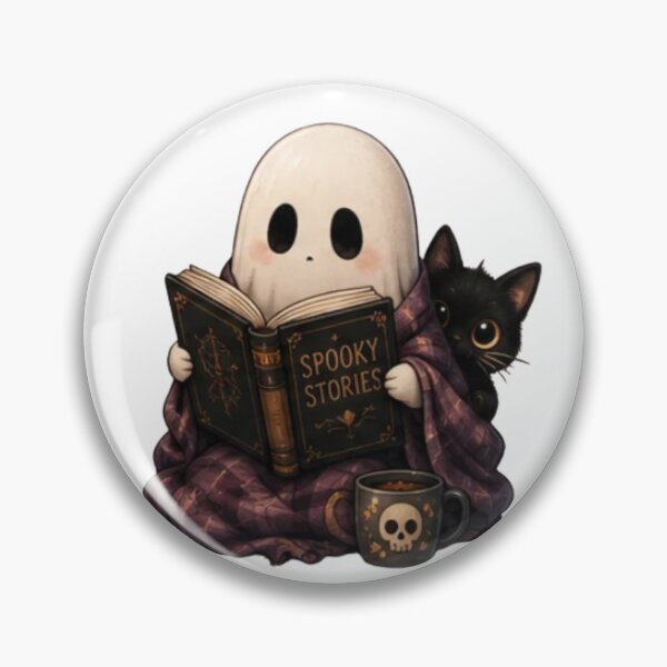 Item preview, Spooky Stories Ghost and Black Cat designed and sold by DustyCuriositie.