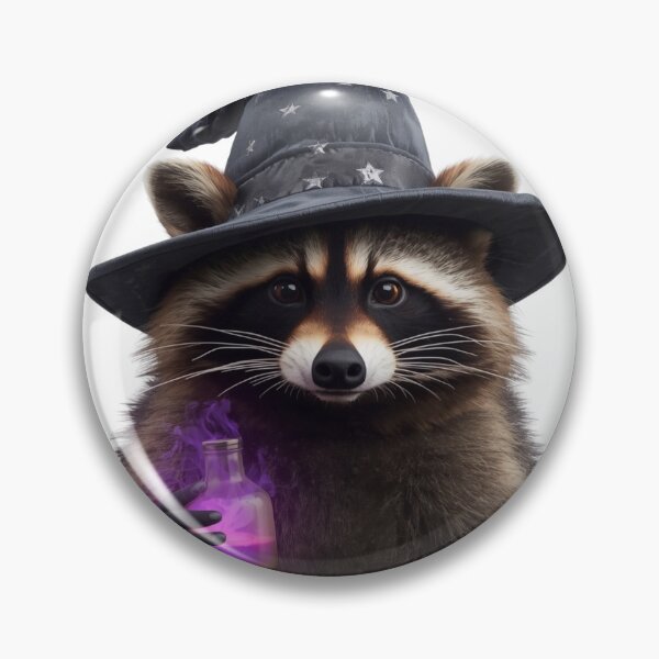 Item preview, Wizard Raccoon in Starry Hat Holding Magic Purple Potion designed and sold by OlesiaCraft.