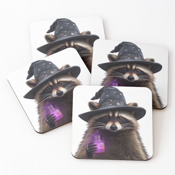 Item preview, Wizard Raccoon in Starry Hat Holding Magic Purple Potion designed and sold by OlesiaCraft.