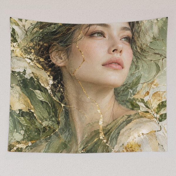 Item preview, Renewal — Japanese Kintsugi Female Portrait designed and sold by KINTSUGI-LUMI.