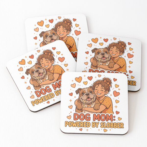 Item preview, Dog Mom Powered by Slobber Funny Bulldog Hug T-Shirt designed and sold by ApparelOutpost.