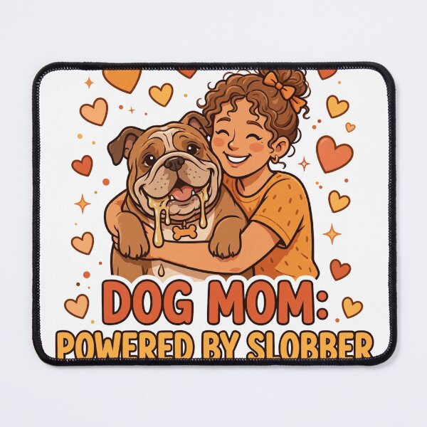 Item preview, Dog Mom Powered by Slobber Funny Bulldog Hug T-Shirt designed and sold by ApparelOutpost.