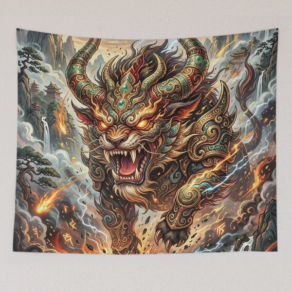 Item preview, Chinese Taotie With Golden Horns and Jade Patterns designed and sold by Lucid Dream Pixel.