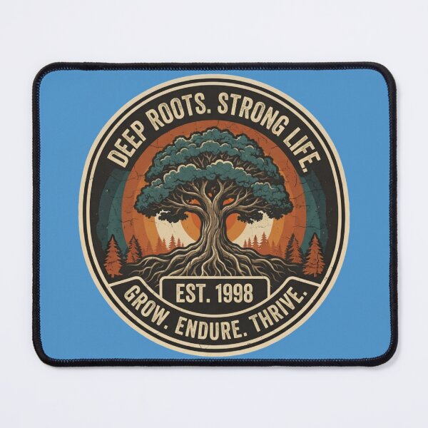 Item preview, Deep Roots Strong Life Vintage Tree Badge Grow Endure Thrive Art designed and sold by Maniwarsi.
