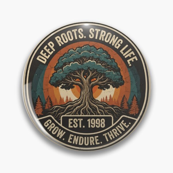 Item preview, Deep Roots Strong Life Vintage Tree Badge Grow Endure Thrive Art   designed and sold by Maniwarsi.