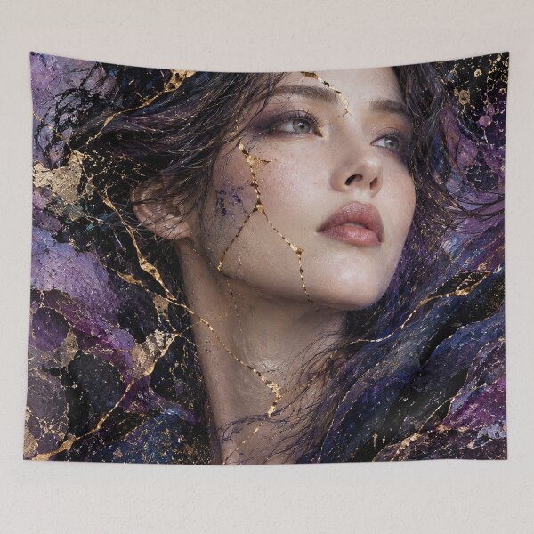 Item preview, Mystery — Japanese Kintsugi Female Portrait designed and sold by KINTSUGI-LUMI.
