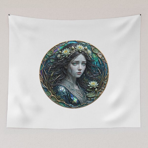 Item preview, Rusalka Water Nymph Mystic Lake Goddess Art Print designed and sold by  One City Two Children Studio.