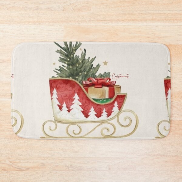 Item preview, ​Vintage Christmas Sleigh Watercolor designed and sold by crystalar95.