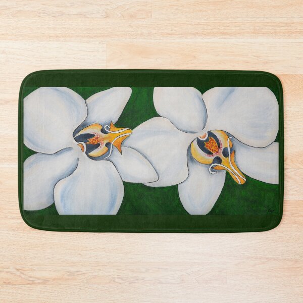 Item preview, Two White Orchids On Green Botanical Floral Painting Art designed and sold by Sharon Cummings Art.