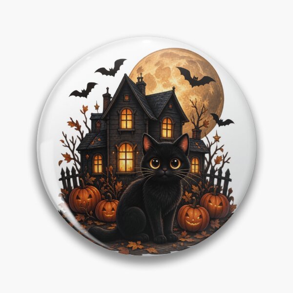 Item preview, Black Cat Haunted House Halloween designed and sold by DustyCuriositie.