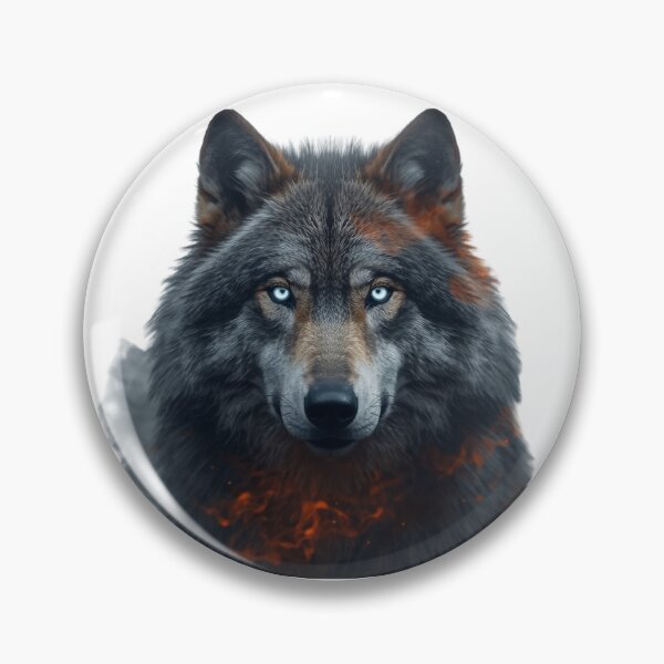 Item preview, Mystical Black Wolf with Glowing Ember Fur and Piercing Blue Eyes designed and sold by OlesiaCraft.