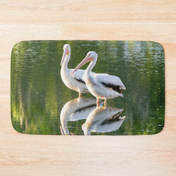 Item preview, White Pelican Pair Reflected in Green Water designed and sold by Kimberly Palmer.