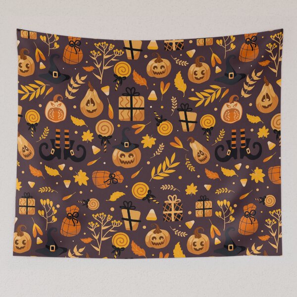 Item preview, Witchy Pumpkin Candy Autumn Halloween Pattern designed and sold by VibnWalls.