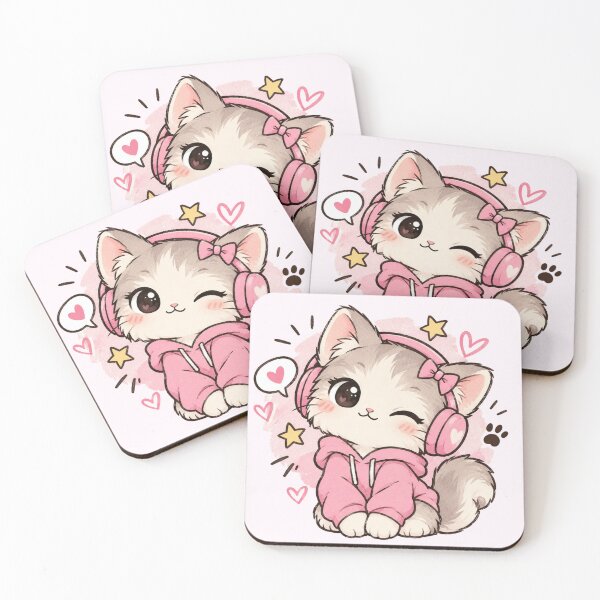 Item preview, Cute Kawaii Cat Animal Avatar Pink Hoodie designed and sold by LunaVales.