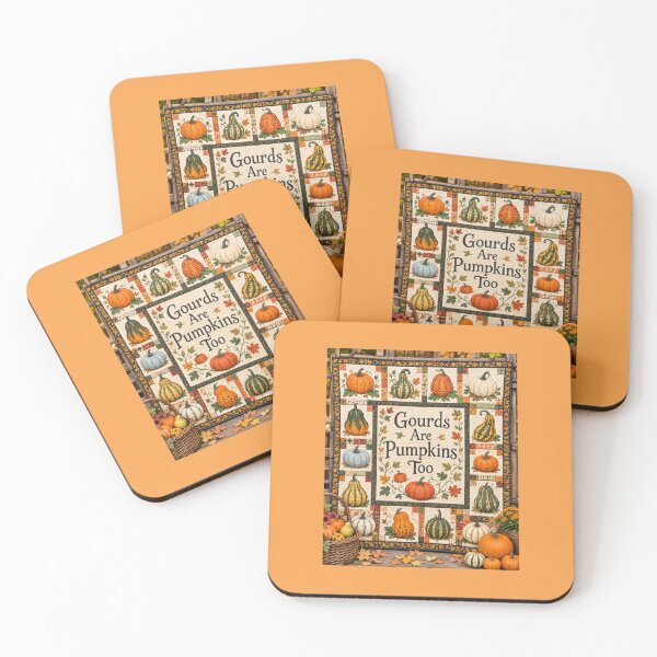 Item preview, Gourds Are Pumpkins Too — Autumn Patchwork Quilt Folk Art designed and sold by Novel Works Studio.