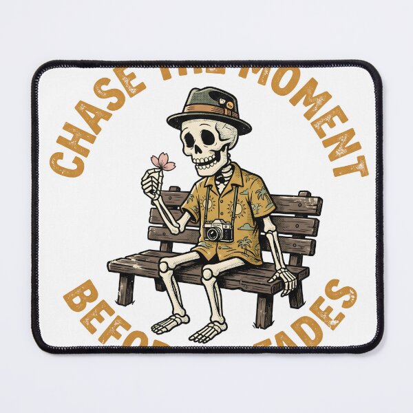 Item preview, Skeleton Tourist Holds a Blossom on a Park Bench designed and sold by MisteryDesigner.