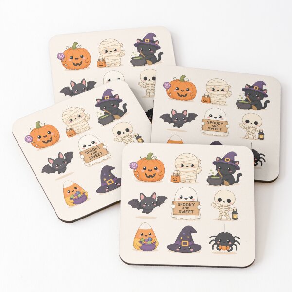 Item preview, Cute Kawaii Halloween Spooky and Sweet Crew - Pumpkin Ghost Cat Art designed and sold by Modern Antique Atelier .