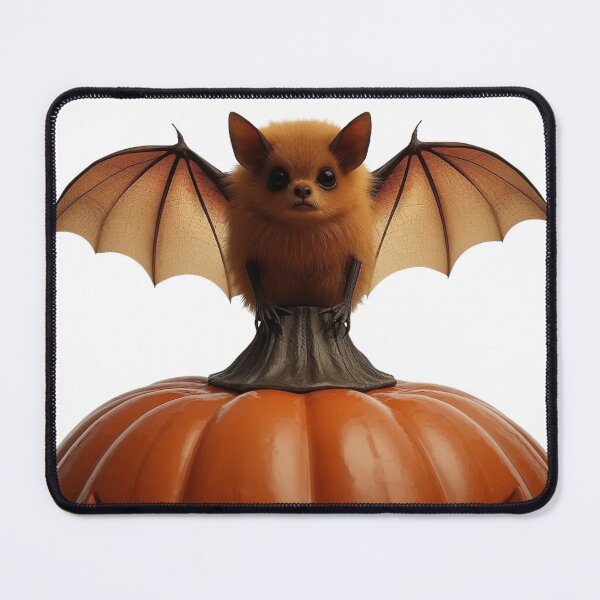 Item preview, Cute Fruit Bat Perched on Glowing Halloween Pumpkin designed and sold by OlesiaCraft.