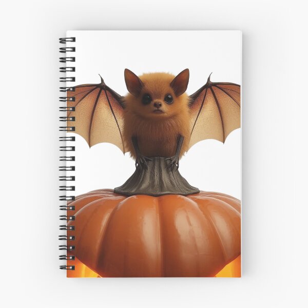 Item preview, Cute Fruit Bat Perched on Glowing Halloween Pumpkin designed and sold by OlesiaCraft.