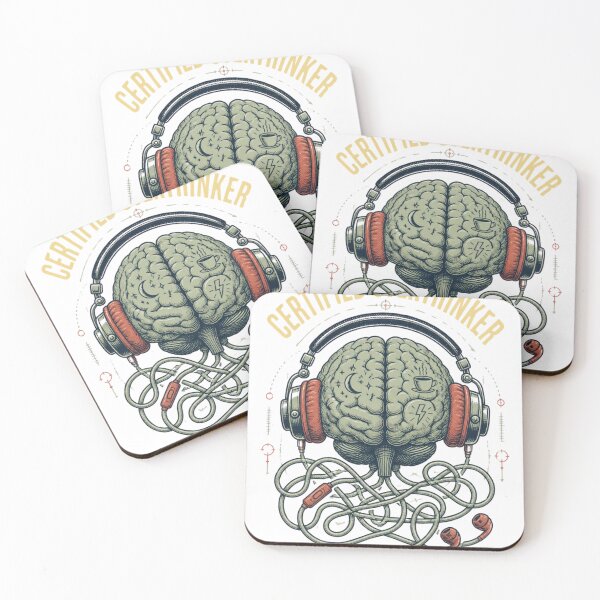 Item preview, Creative Thinker Brain Headphones Retro Illustration designed and sold by GenZStickerHub1.
