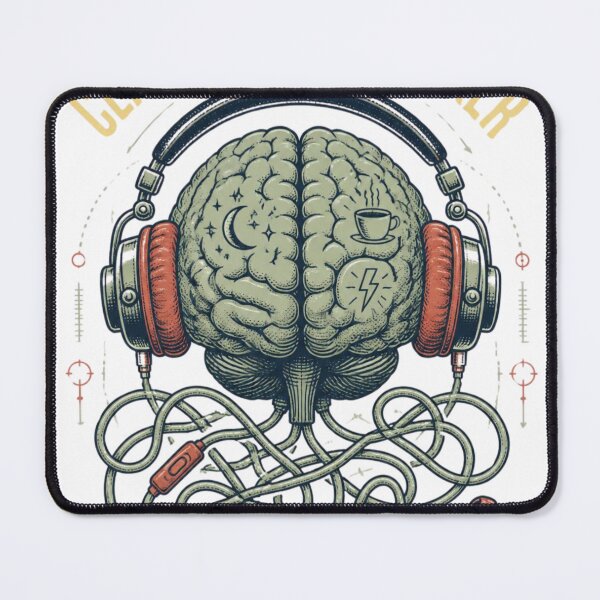 Item preview, Creative Thinker Brain Headphones Retro Illustration designed and sold by GenZStickerHub1.