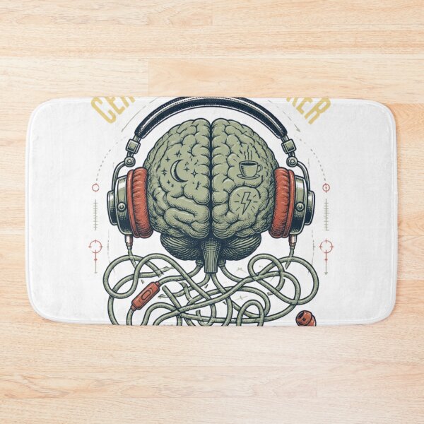 Item preview, Creative Thinker Brain Headphones Retro Illustration designed and sold by GenZStickerHub1.