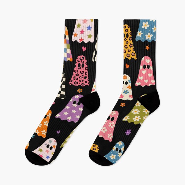 Item preview, Retro Groovy Ghosts Colorful Halloween Pattern designed and sold by VibnWalls.