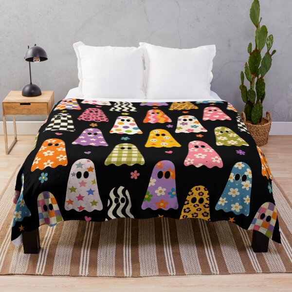 Item preview, Retro Groovy Ghosts Colorful Halloween Pattern designed and sold by VibnWalls.
