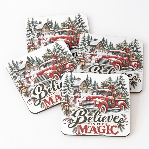 Item preview, Believe in the Magic Christmas Red Truck Snowman T-Shirt designed and sold by DesignArtist.ia.