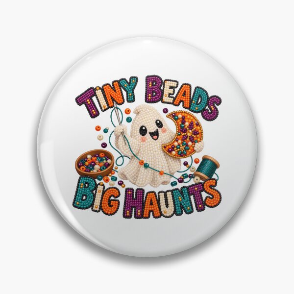 Item preview, Tiny Beads Big Haunts Ghost Bead Embroidery Art designed and sold by UrbanCanvvas.