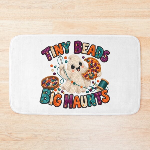 Item preview, Tiny Beads Big Haunts Ghost Bead Embroidery Art designed and sold by UrbanCanvvas.