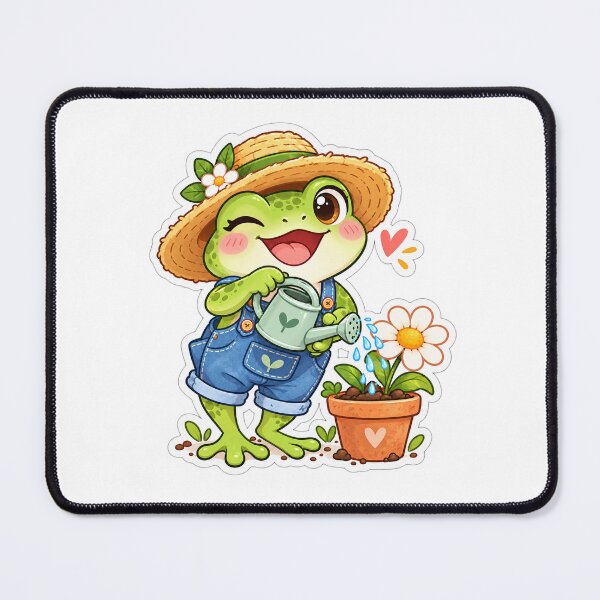 Item preview, Cute Frog Gardener Sticker | Kawaii Gardening Frog with Watering Can designed and sold by MyTutina.