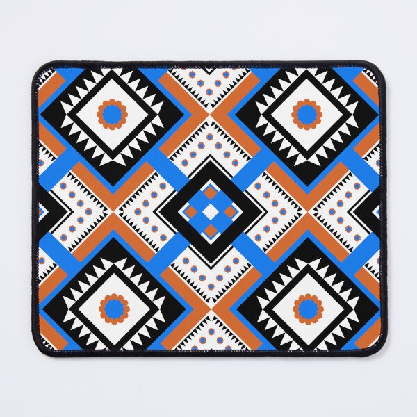 Item preview, Geometric Tribal Seamless Pattern, Blue Orange and Black Ethnic Diamond Ornamental Vector Background designed and sold by Jeffrey-Jeffrey.