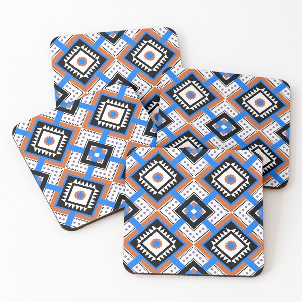 Item preview, Geometric Tribal Seamless Pattern, Blue Orange and Black Ethnic Diamond Ornamental Vector Background designed and sold by Jeffrey-Jeffrey.